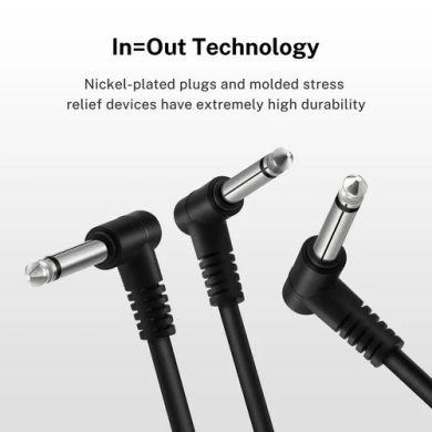 Donner Music Guitar Patch Cable Black 6-Pack 15cm EC1048 87521 фото