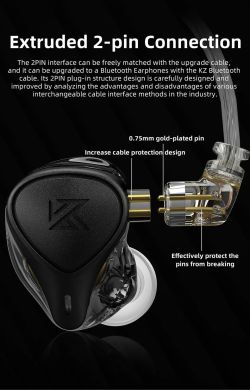 електростатичні гібридні навушники KZ Audio ZEX PRO BLACK NO MIC 86107 фото