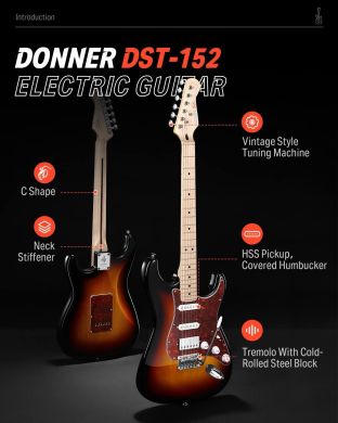 Donner Music DST-152 Electric Guitar Kit Sunburst EC1415 87535 фото